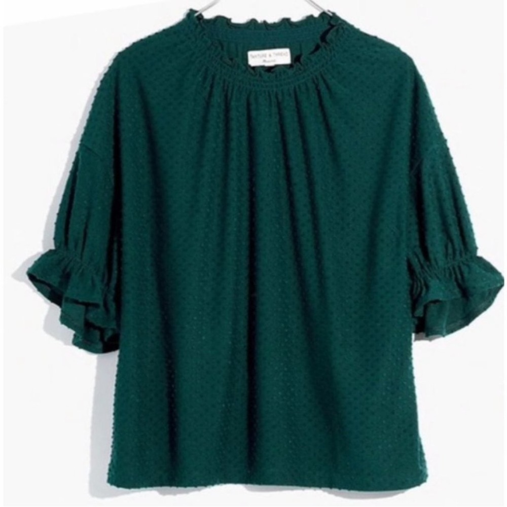 Madewell Texture & Thread Clip Dot Ruffle Top - Picture 3 of 6